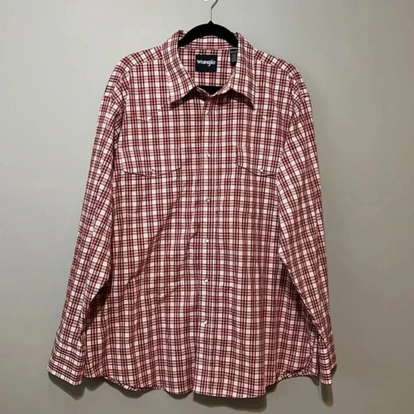 Wrangler‎ | Western pearl button long sleeve checkered button down shirt XXL - Picture 1 of 9